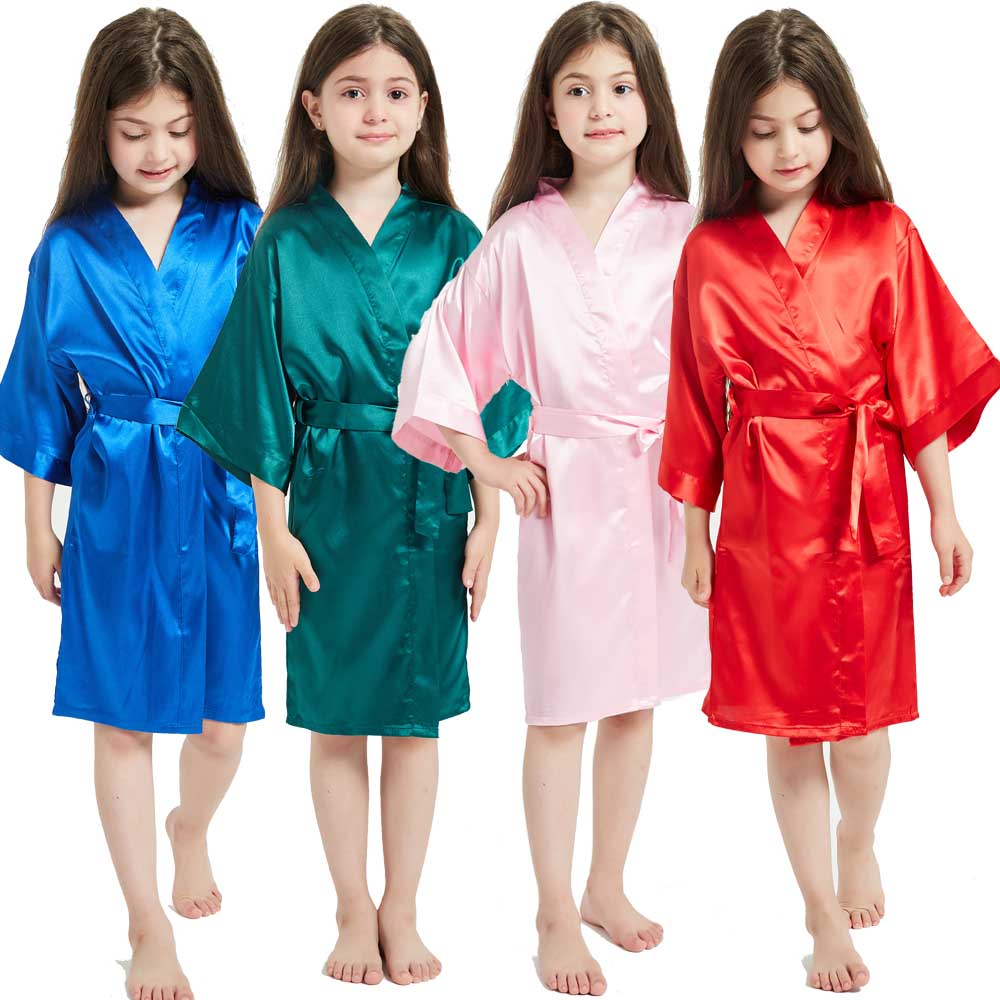 Spa Y Wellness - 80-160cm Girls Satin Silk Robes Ribbon
