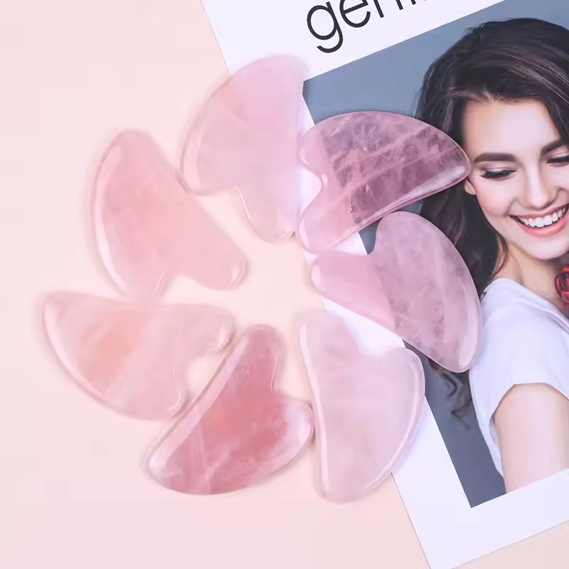 5Pcs Pink Natural Jade Rose Qu - Gua Sha Tool Rose Quartz 评论和价格