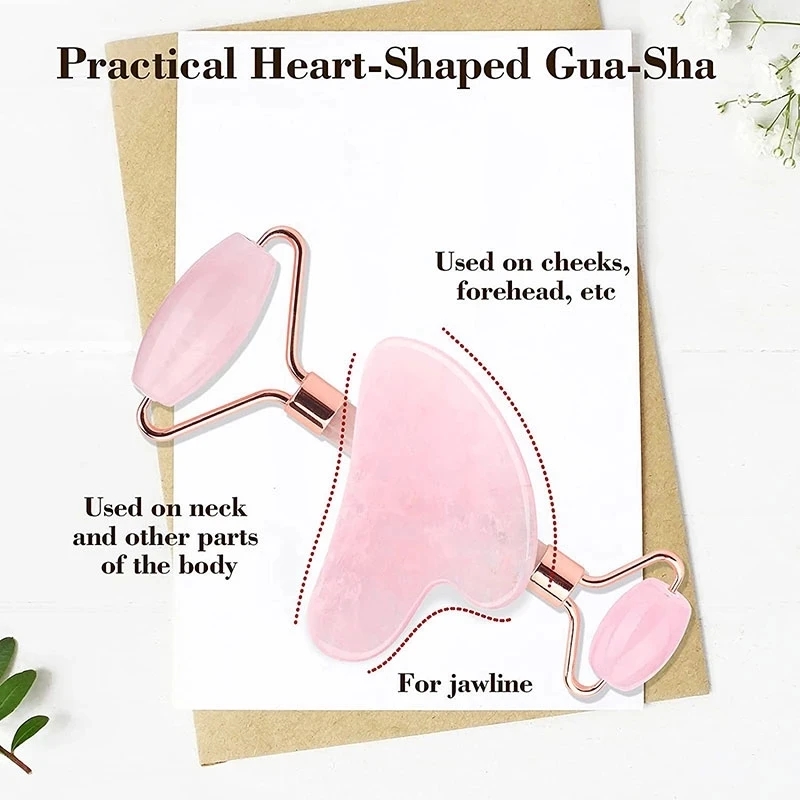 Rose Quartz Natural Jade Rolle - Gua Sha Tool Rose Quartz 评论和价格