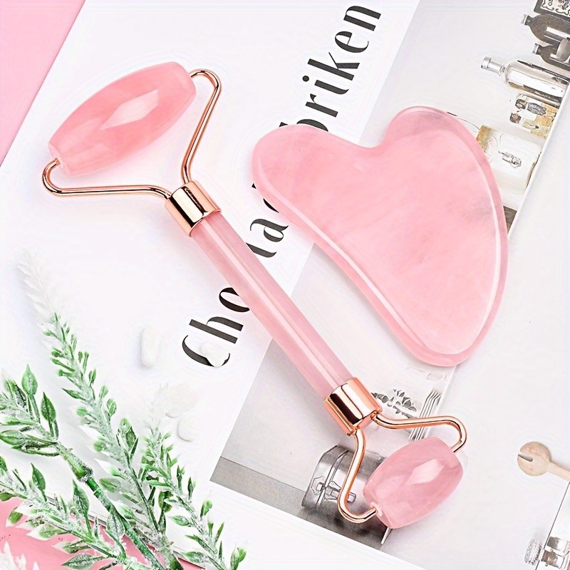 New 2PCS Gua Sha Facial Stone  - Gua Sha Tool Rose Quartz 评论和价格