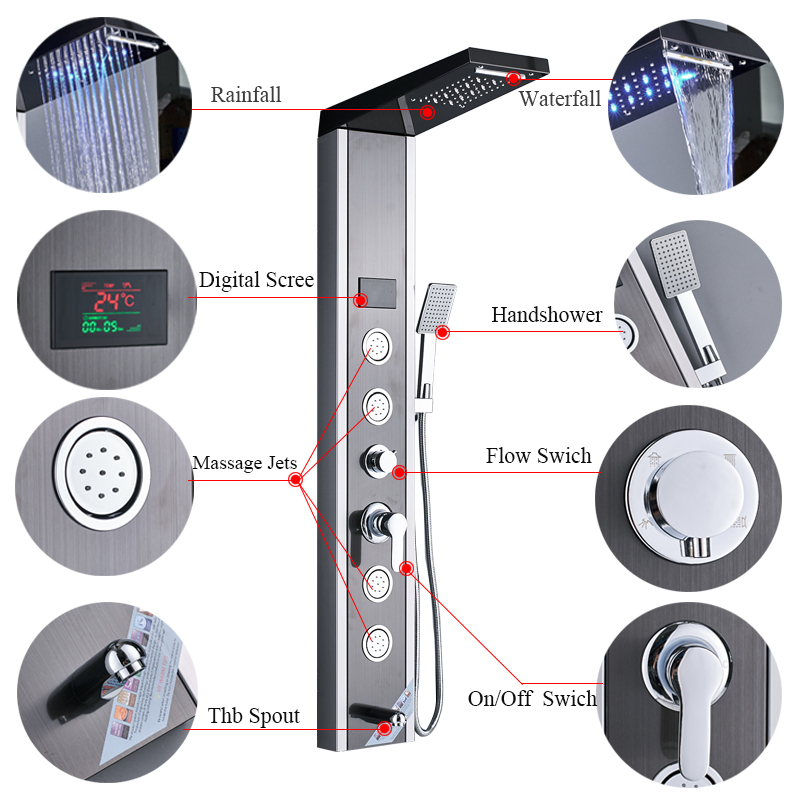 Luxury LED Shower Panel SPA Ma - Spa Y Wellness 评论和价格