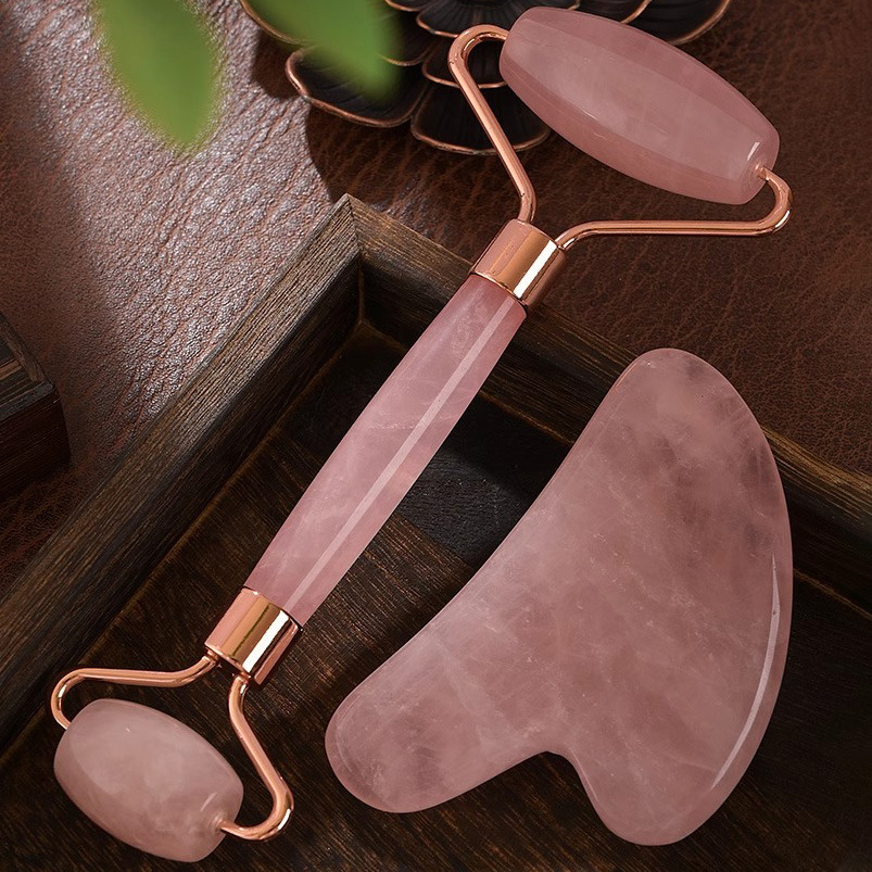 Rose Quartz Face Roller Gua Sh - Gua Sha Tool Rose Quartz 评论和价格