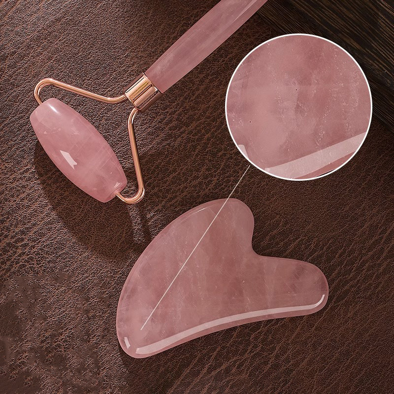 Rose Quartz Face Roller Gua Sh - Gua Sha Tool Rose Quartz 评论和价格