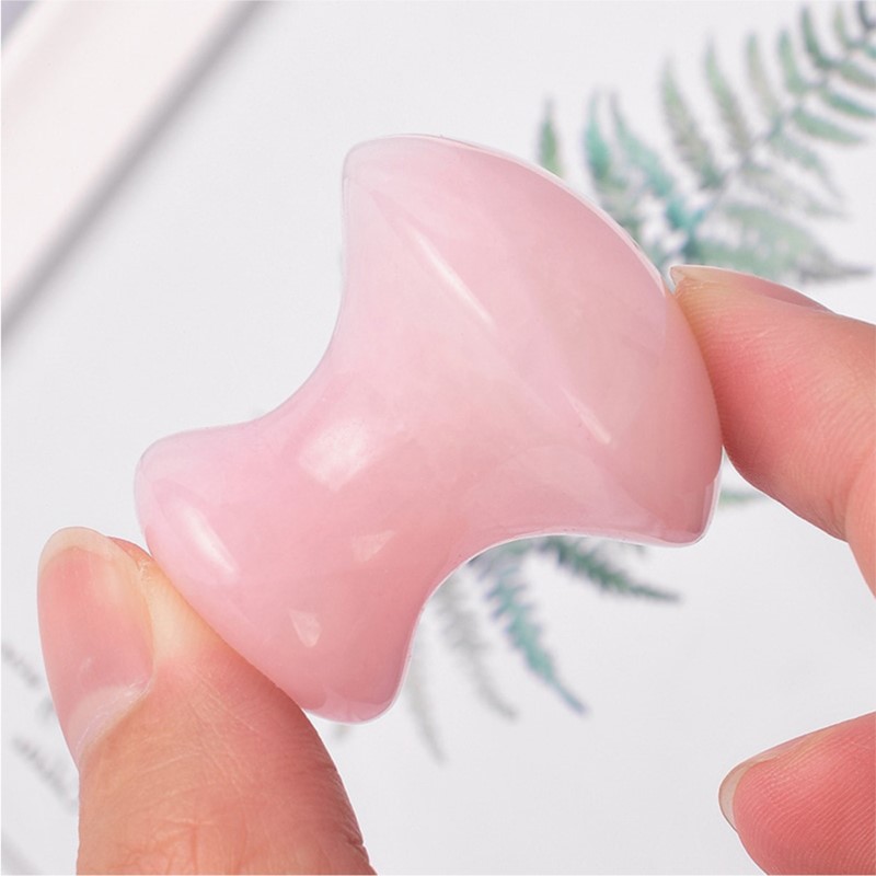 1pc Mushroom Shape Guasha Faci - Gua Sha Tool Rose Quartz 评论和价格