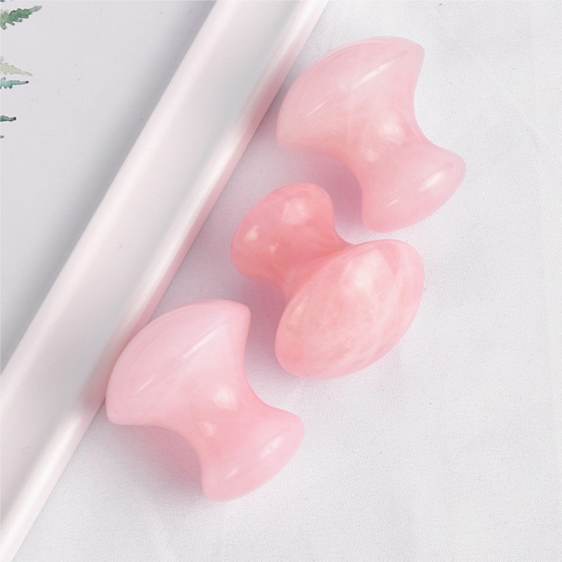 1pc Mushroom Shape Guasha Faci - Gua Sha Tool Rose Quartz 评论和价格